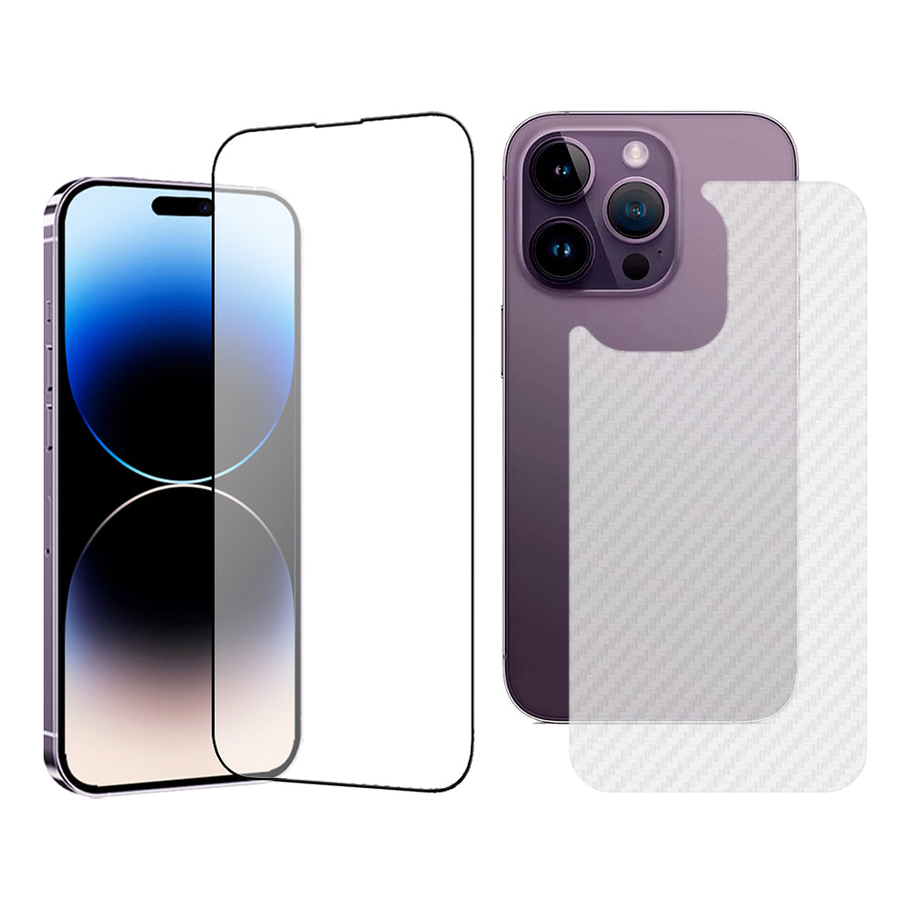 TGVI'S For iPhone 14 Pro Max HD Clear High Aluminum-Silicon Glass Front Screen Film with Back Protector TGVI'S For iPhone 14 Pro Max HD Clear High Aluminum-Silicon Glass Front Screen Film with Back Protector